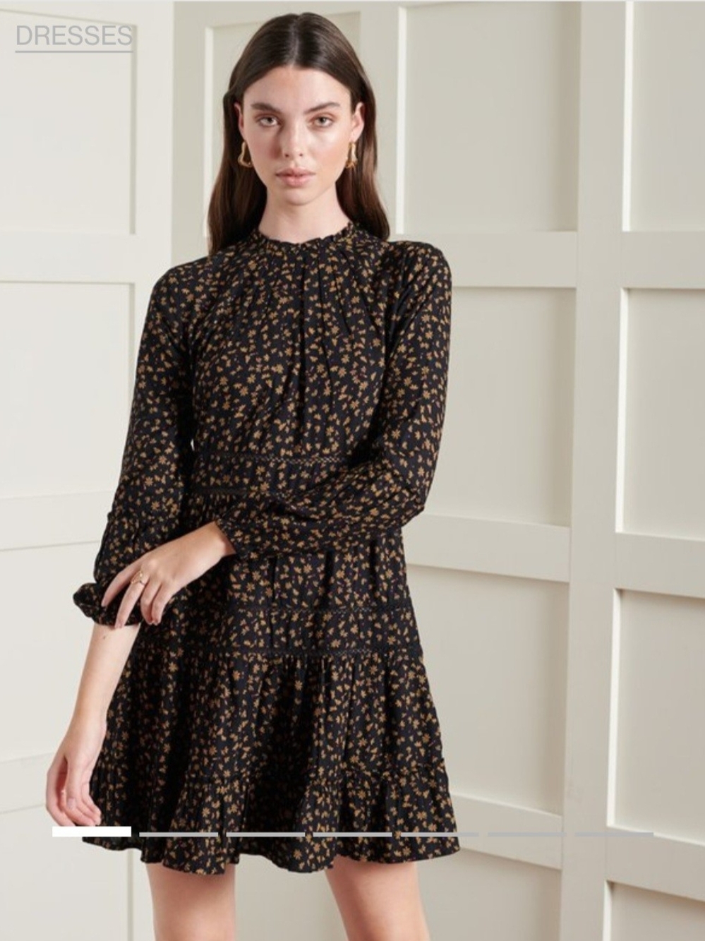 Superdry Richelle Black Long-Sleeve Floral Tiered Dress Size 6